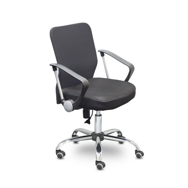 фото Кресло up_echair-203 ptw net ткань черная, сетка черная, хром easy chair