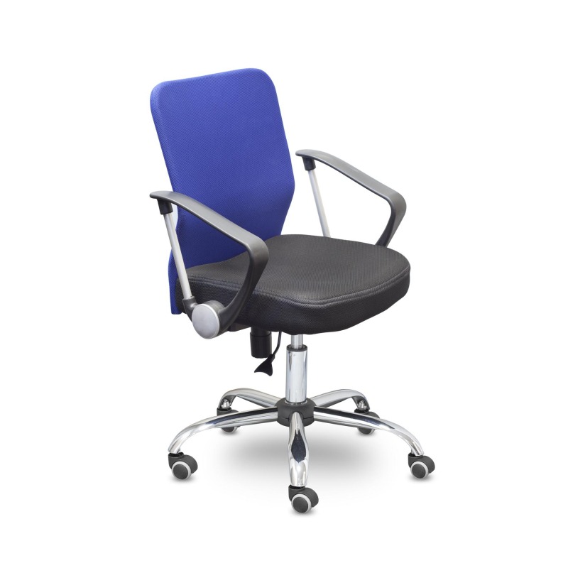 фото Кресло up_echair-203 ptw net ткань черная, сетка синяя, хром easy chair