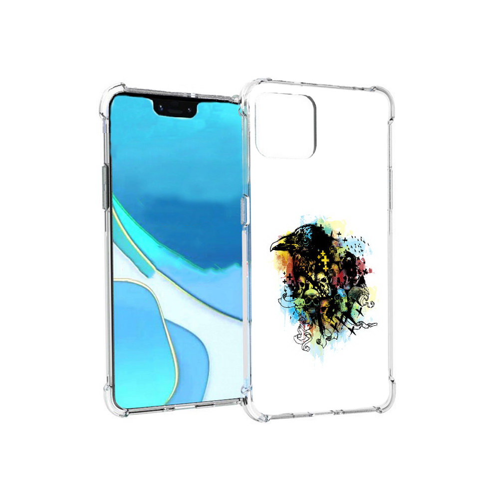 

Чехол MyPads Tocco для Google Pixel 4 XL ворон и черепа, Прозрачный, Tocco