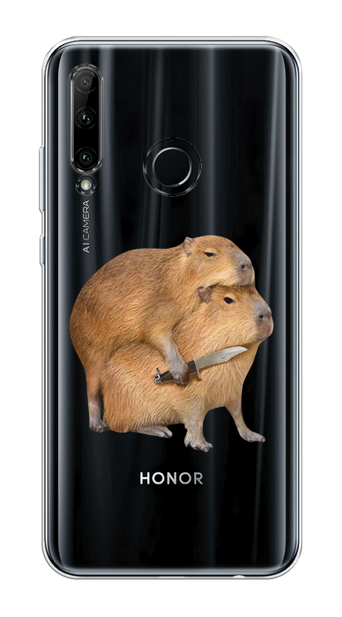 

Чехол на Honor 10i/20 Lite 2019/20e/Huawei P Smart Plus 2019 "Капибара с ножом", Бежевый, 6104150-1
