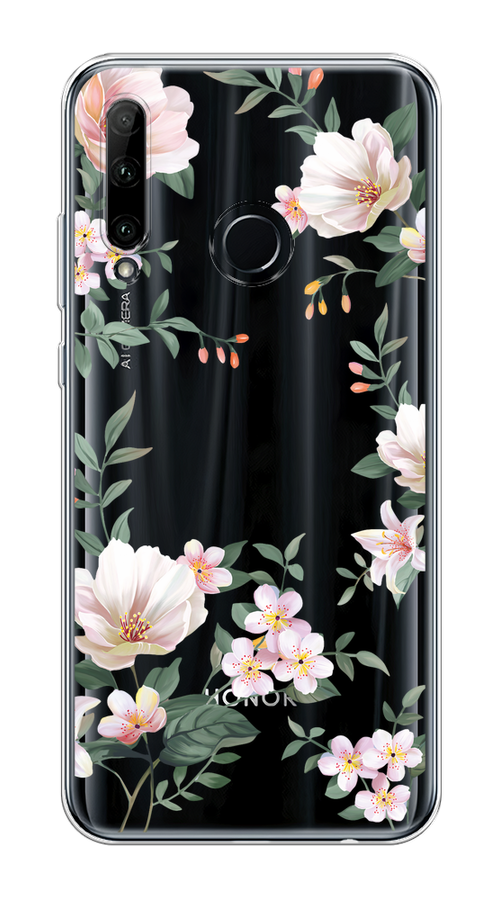 

Чехол на Honor 10i/20 Lite 2019/20e/Huawei P Smart Plus 2019 "Beautiful white flowers", Бежевый;зеленый, 6104150-1