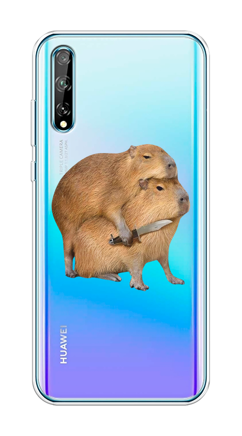 

Чехол на Huawei Y8p/P Smart S "Капибара с ножом", Бежевый, 6103550-1