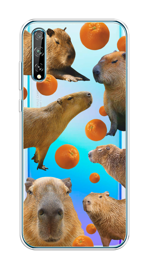 

Чехол на Huawei Y8p/P Smart S "Капибара и апельсины", Бежевый;оранжевый, 6103550-1