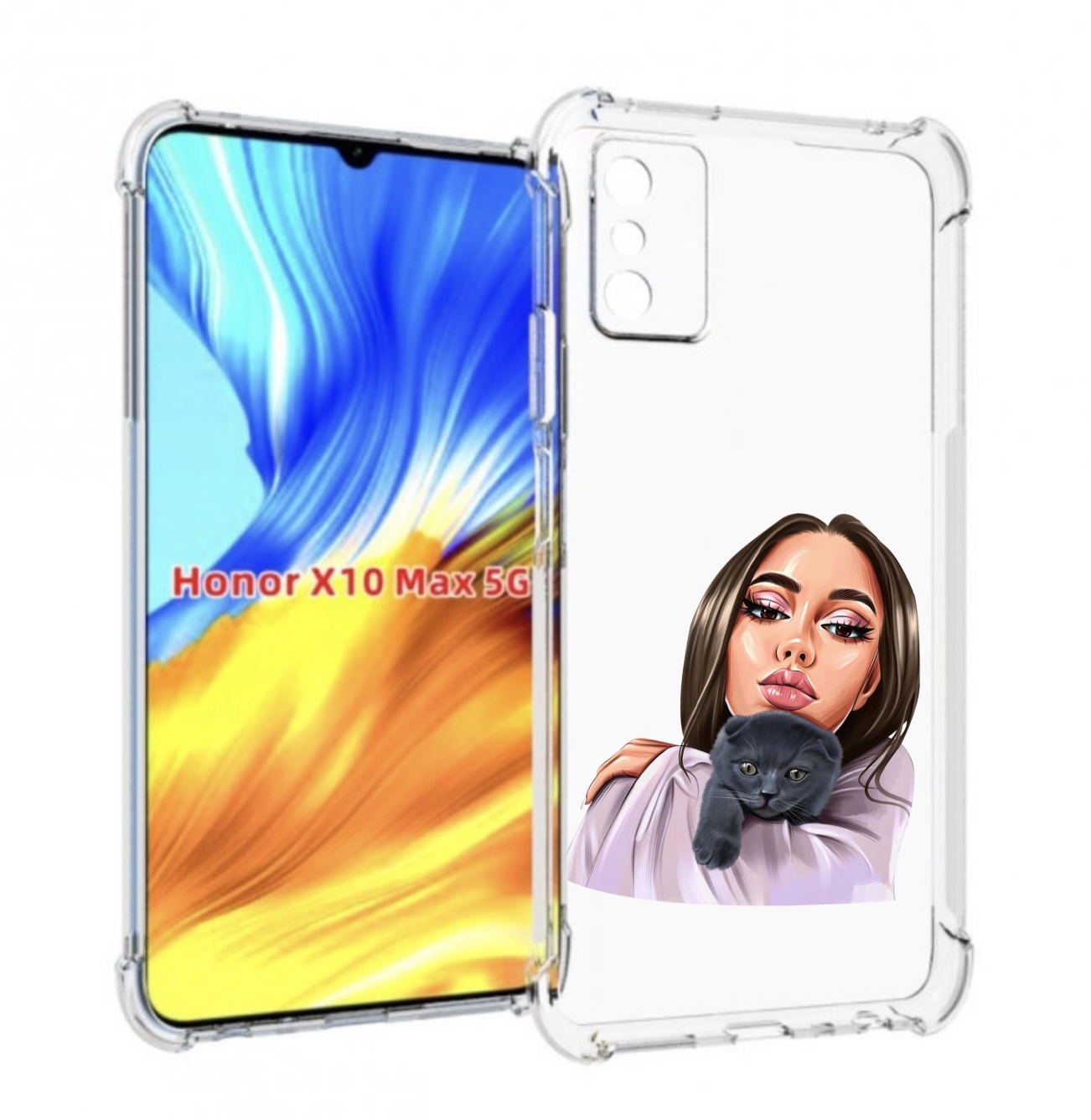 

Чехол MyPads нарисованная-девушка-с-котом женский для Honor X10 Max, Прозрачный, Tocco