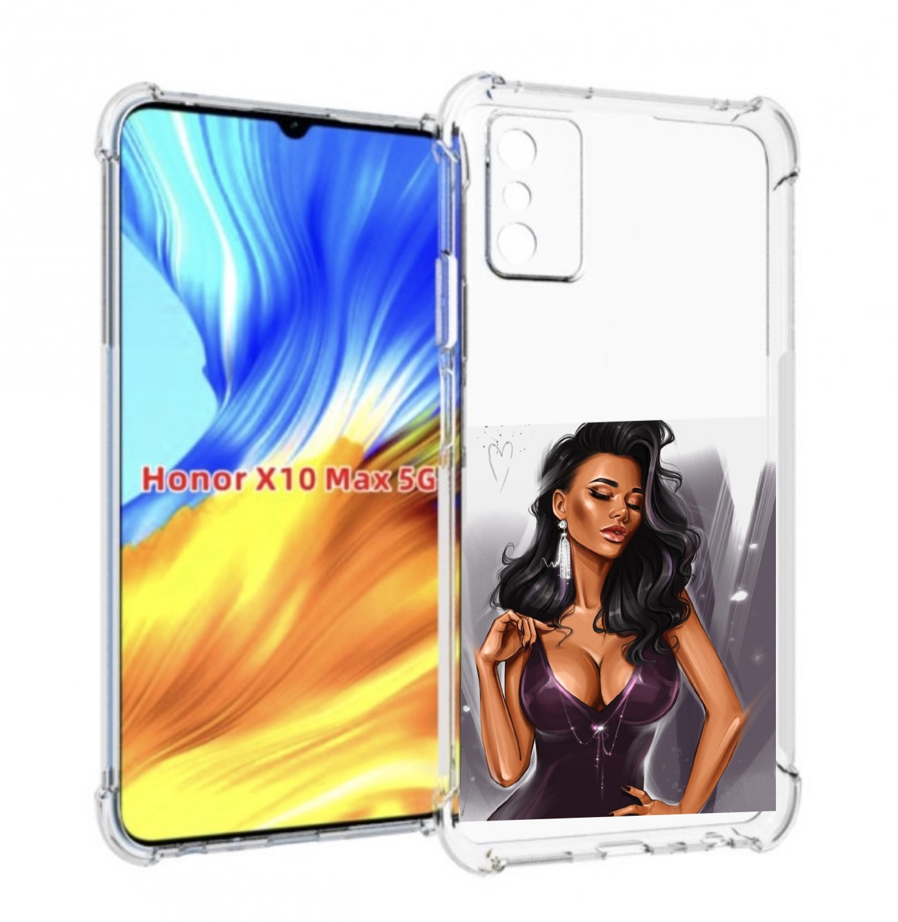 

Чехол MyPads нарисованная-девушка-в-фиолетовом-платье женский для Honor X10 Max, Прозрачный, Tocco