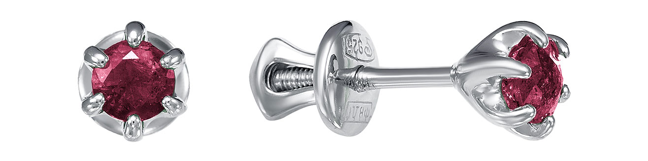 

Серьги пусеты из серебра с рубином Серебро России S6-639R415-1049665, S6-639R415-1049665