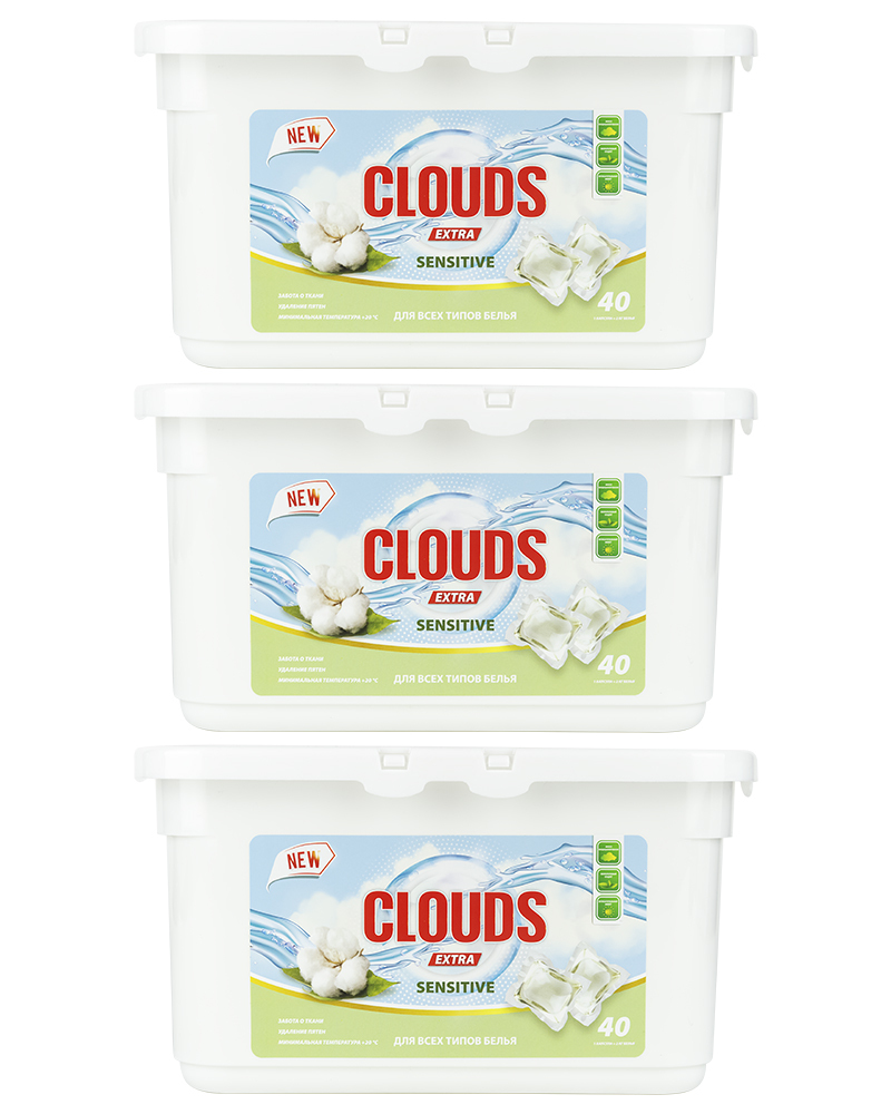 Капсулы для стирки всех типов белья CLOUDS Sensitive Орхидея 320 г х 3 уп.