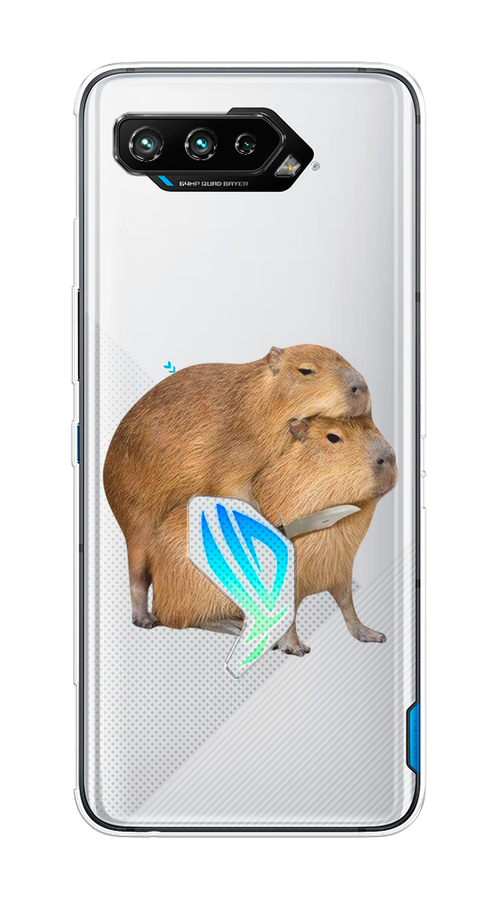 

Чехол на Asus ROG Phone 5/5s "Капибара с ножом", Бежевый, 44550-1