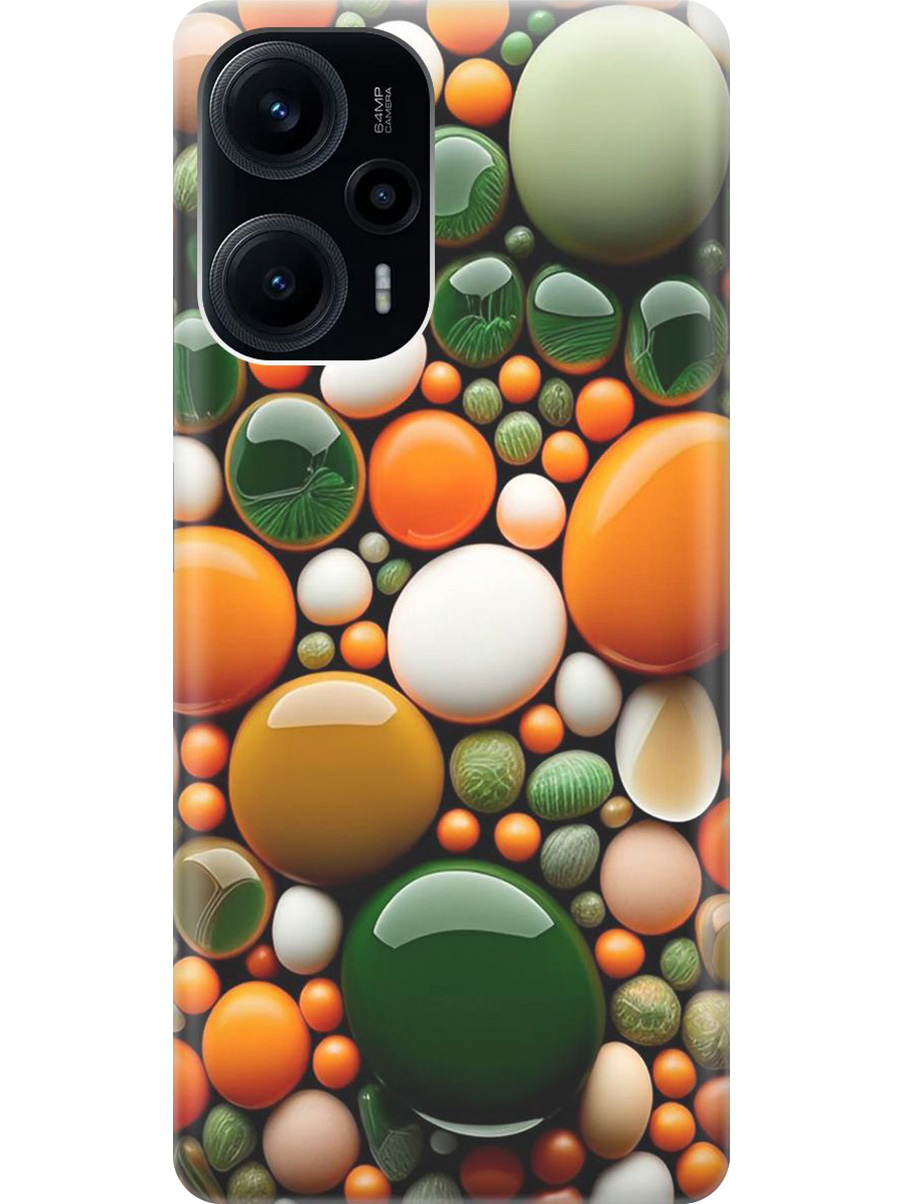 

Силиконовый чехол на Poco F5 с принтом "Оранжевые и зеленые камушки", Прозрачный;оранжевый;зеленый, 771146041