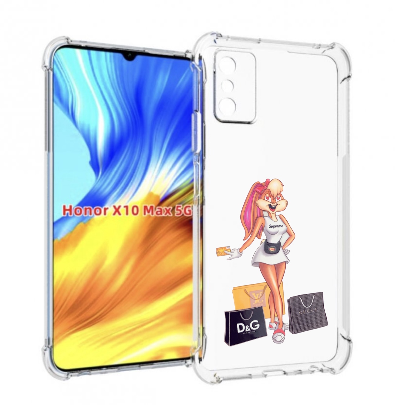

Чехол MyPads модница-зайка женский для Honor X10 Max, Прозрачный, Tocco