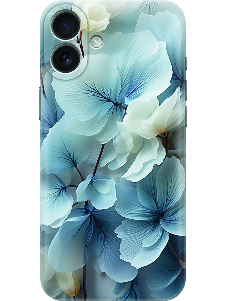 

Силиконовый чехол на Apple iPhone 16 Plus с принтом "Бежево-голубые цветы", Прозрачный;бежевый;голубой, 785197122