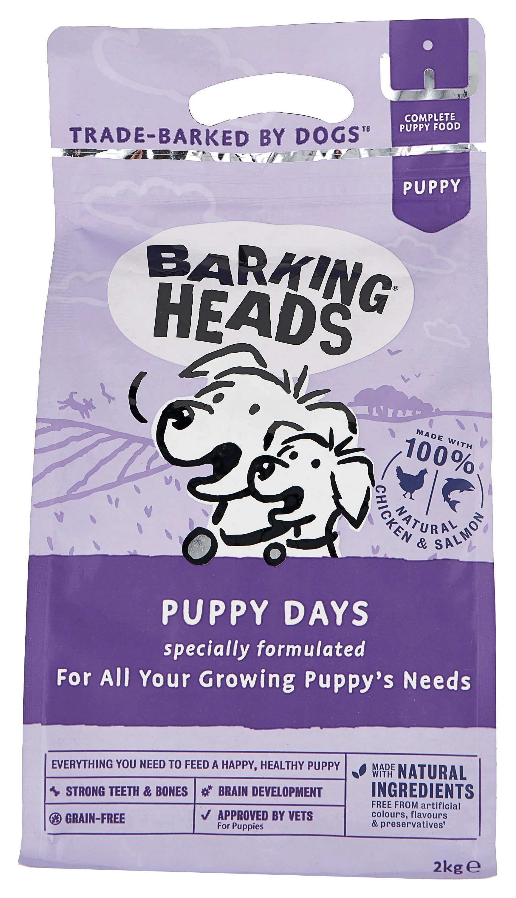 Сухой корм для щенков Barking Heads беззерновой с лососем и курицей, 2 шт по 2 кг