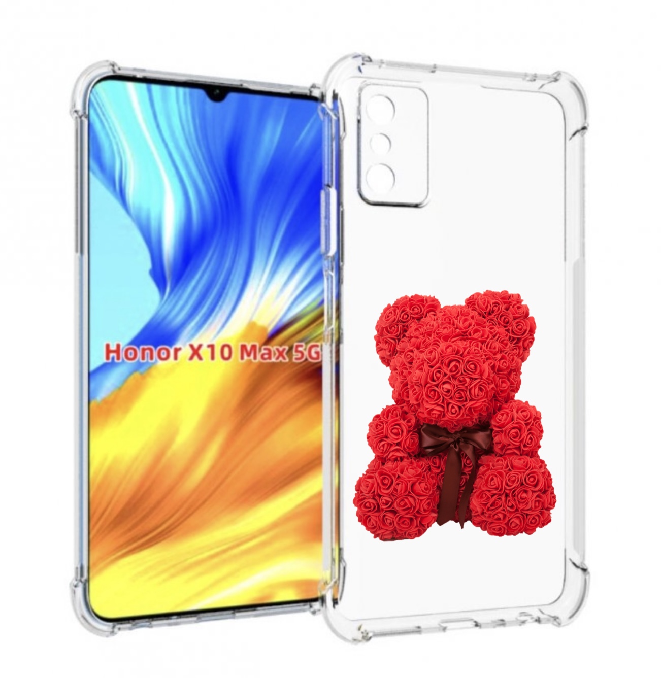 

Чехол MyPads мишка-из-розочек для Honor X10 Max, Прозрачный, Tocco