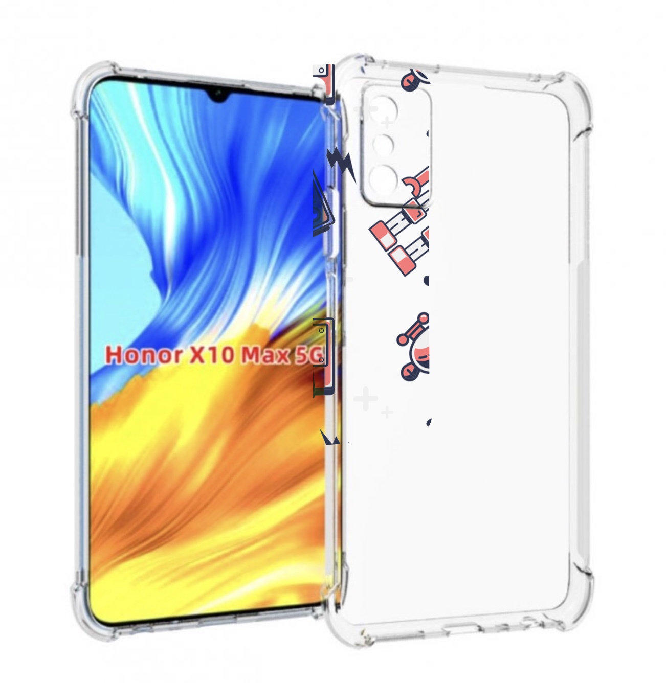 

Чехол MyPads мини-роботы для Honor X10 Max, Прозрачный, Tocco