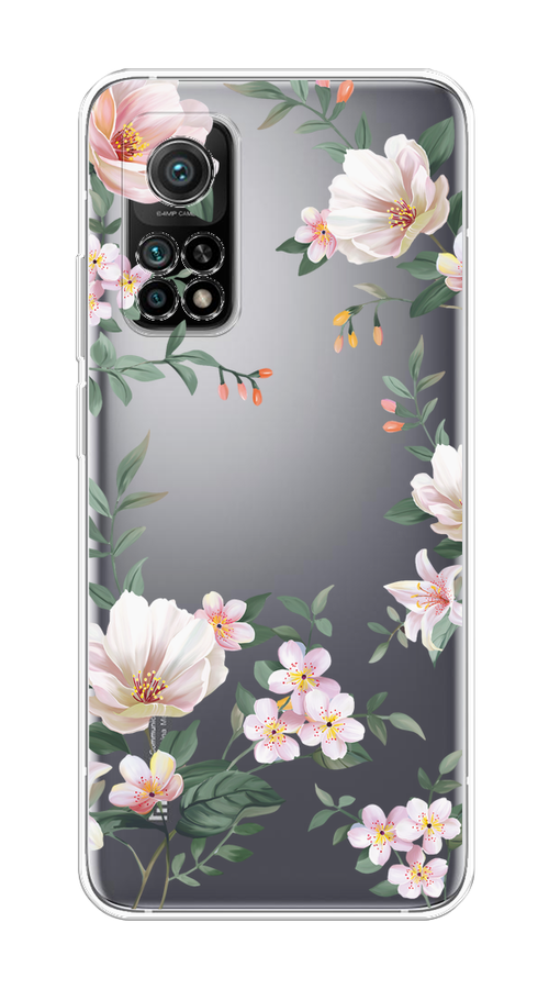 

Чехол на Xiaomi Mi 10T/Mi 10T Pro "Beautiful white flowers", Бежевый;зеленый, 39350-1