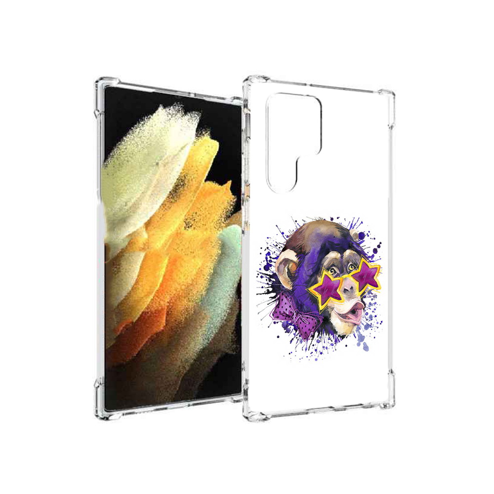 

Чехол MyPads Tocco для Samsung Galaxy S22 Ultra обезьяна в очках (PT172602.555.524), Прозрачный, Tocco