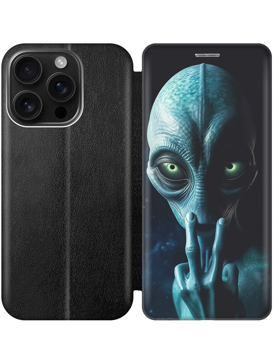 

Чехол-книжка на Apple iPhone 16 Pro с принтом "Я слежу за тобой" черный, Черный;синий, 785197713
