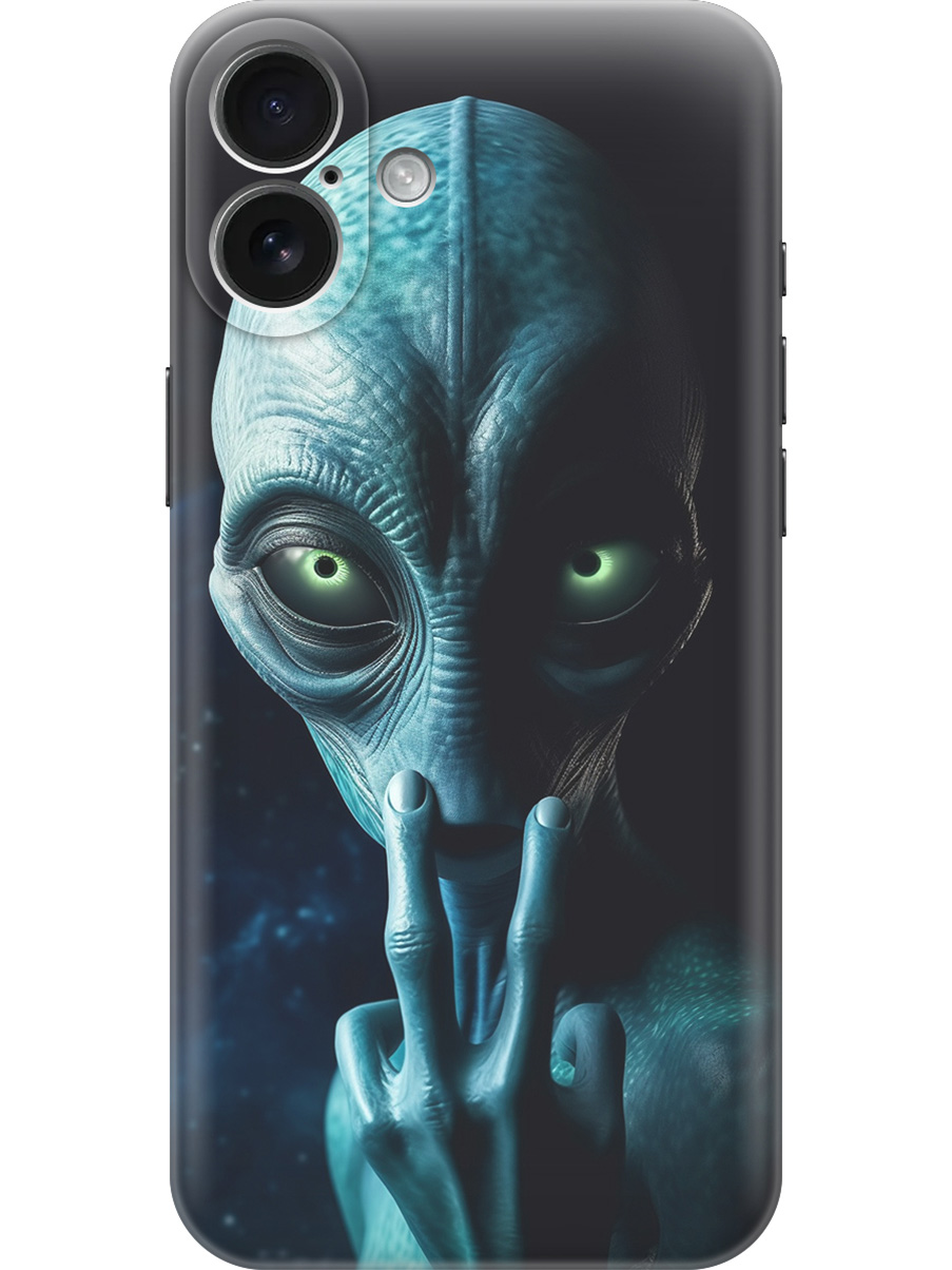 

Силиконовый чехол на Apple iPhone 16 Plus с принтом "Я слежу за тобой" матовый черный, Черный;синий, 785197113