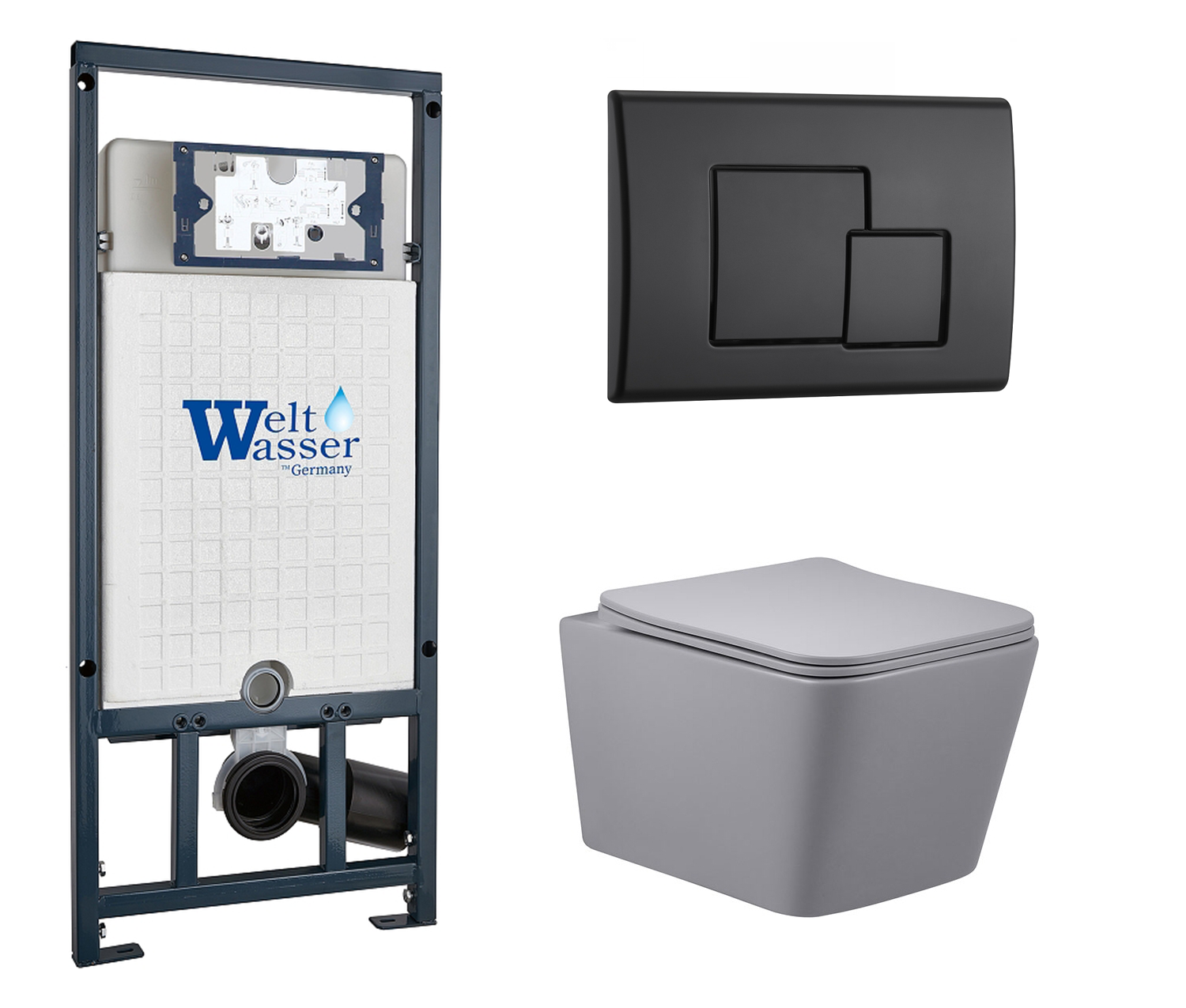 

Комплект: инсталляция WeltWasser Marberg 507 + унитаз Q-Line с кнопкой черной, 542260
