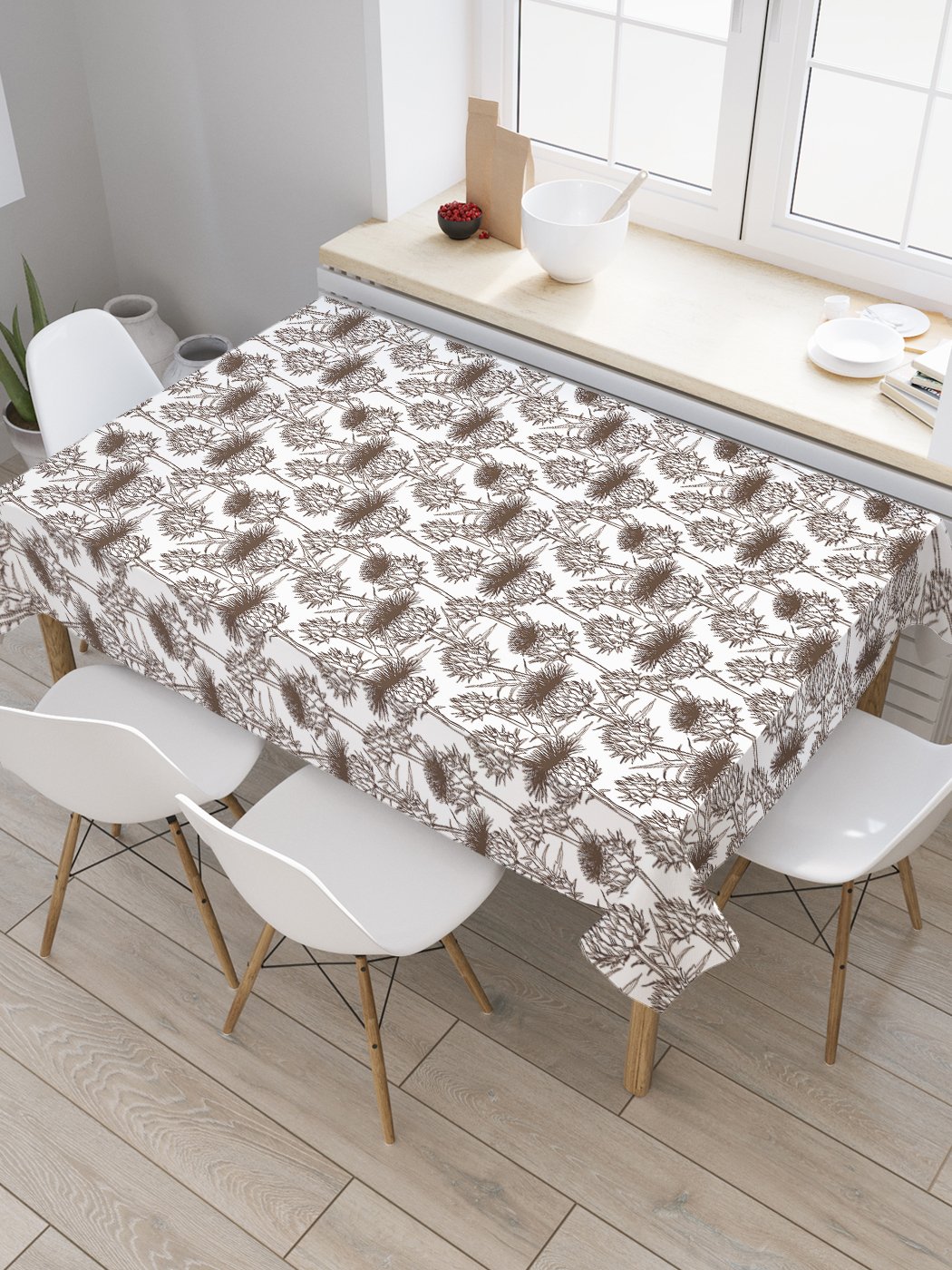 

Скатерть прямоугольная JoyArty "Графические колючки" из оксфорда, 120x145 см, Бежевый, Графические колючки