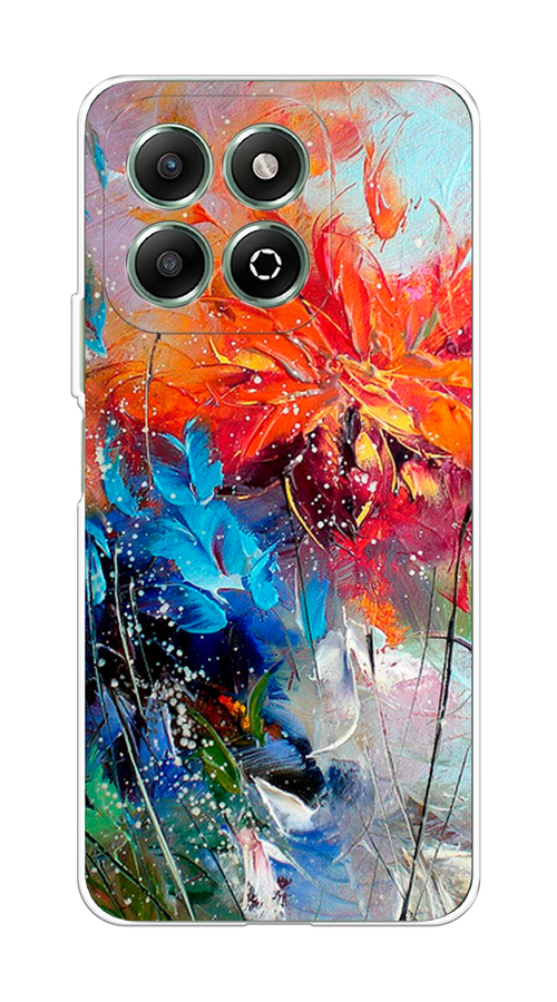 

Чехол на Honor X6b "Абстрактные цветы", Оранжевый;синий, 6124950-1
