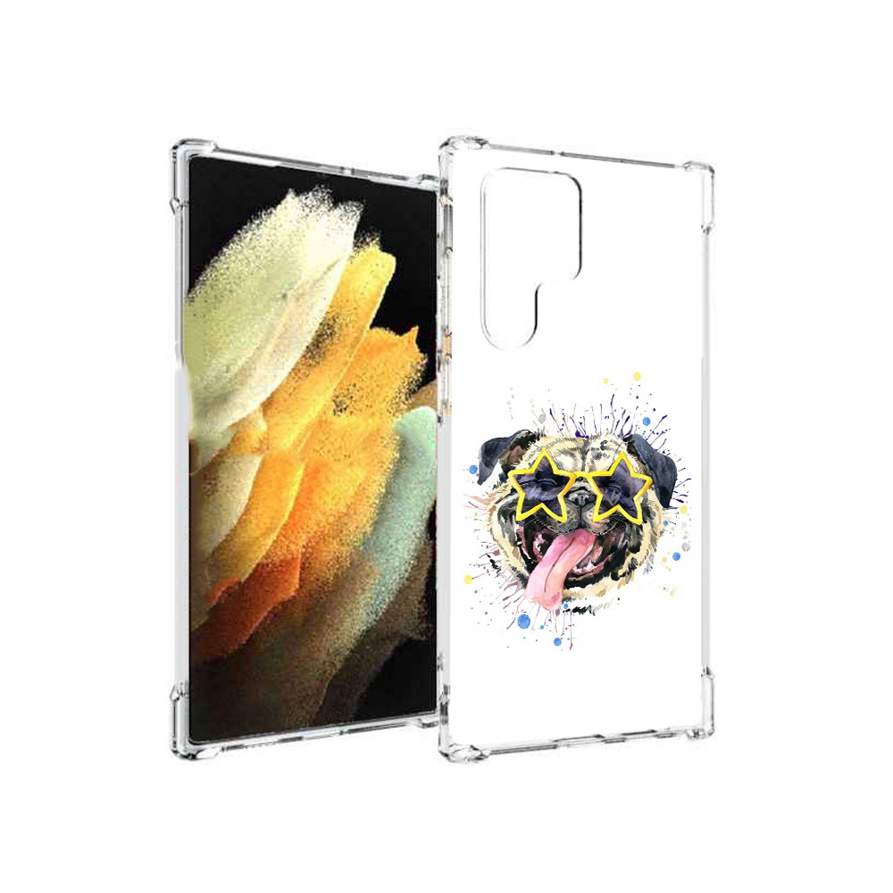 

Чехол MyPads Tocco для Samsung Galaxy S22 Ultra мопс боксер (PT172602.555.482), Прозрачный, Tocco