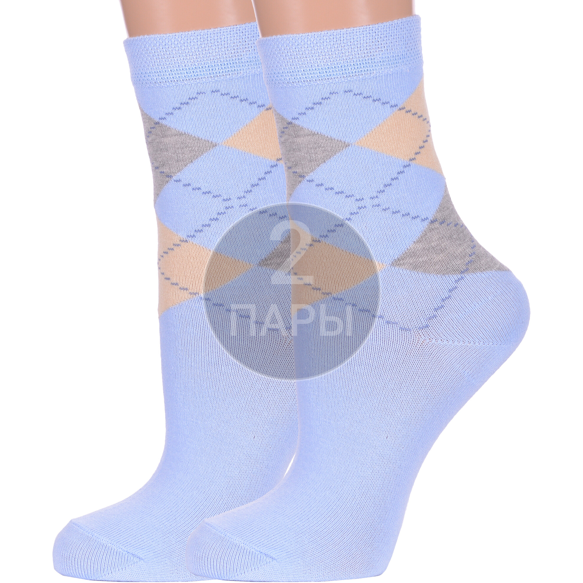 Комплект носков женских Para Socks 2-L1D17 голубых 25, 2 пары