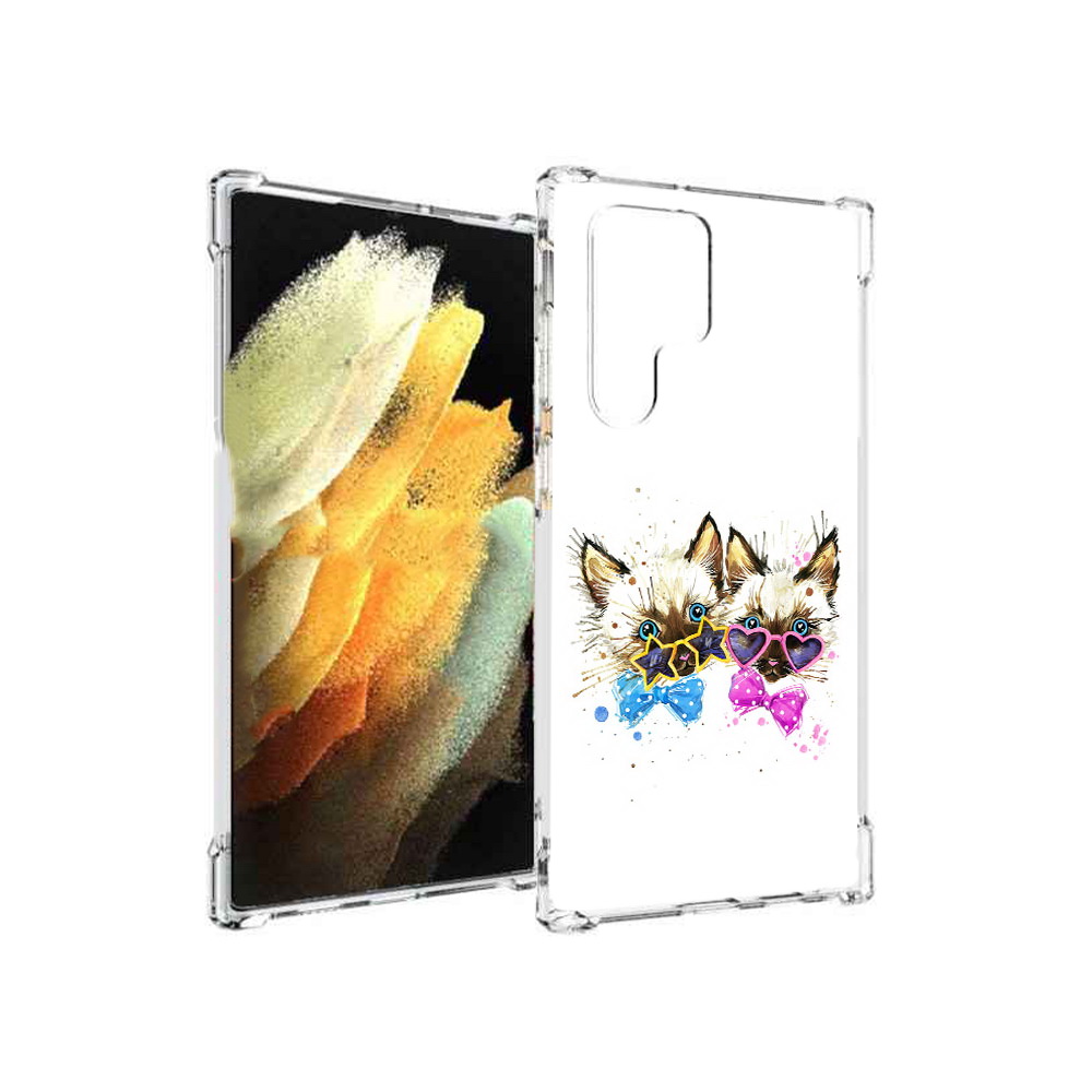 

Чехол MyPads Tocco для Samsung Galaxy S22 Ultra милые котята (PT172602.555.474), Прозрачный, Tocco
