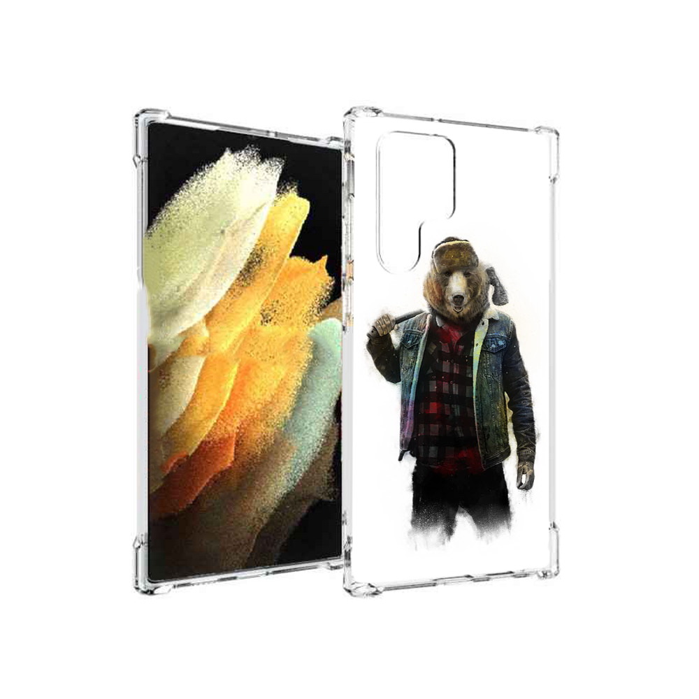 

Чехол MyPads Tocco для Samsung Galaxy S22 Ultra медведь с топором (PT172602.555.469), Прозрачный, Tocco