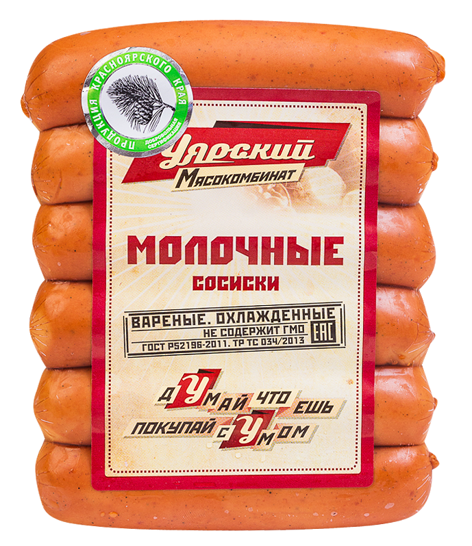 

Сосиски Уярский МК Молочные ГОСТ вареные 355 г