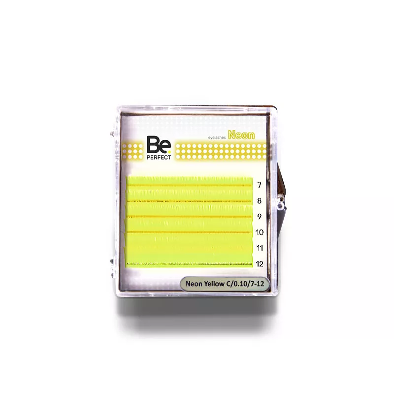 

Цветные ресницы Be Perfect Neon Yellow MIX D 0.07 7-12 mm 6 линий, Желтый