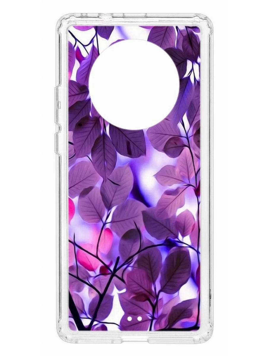 

Чехол для Huawei Mate 40 Pro Kruche Print Purple leaves, Прозрачный;разноцветный