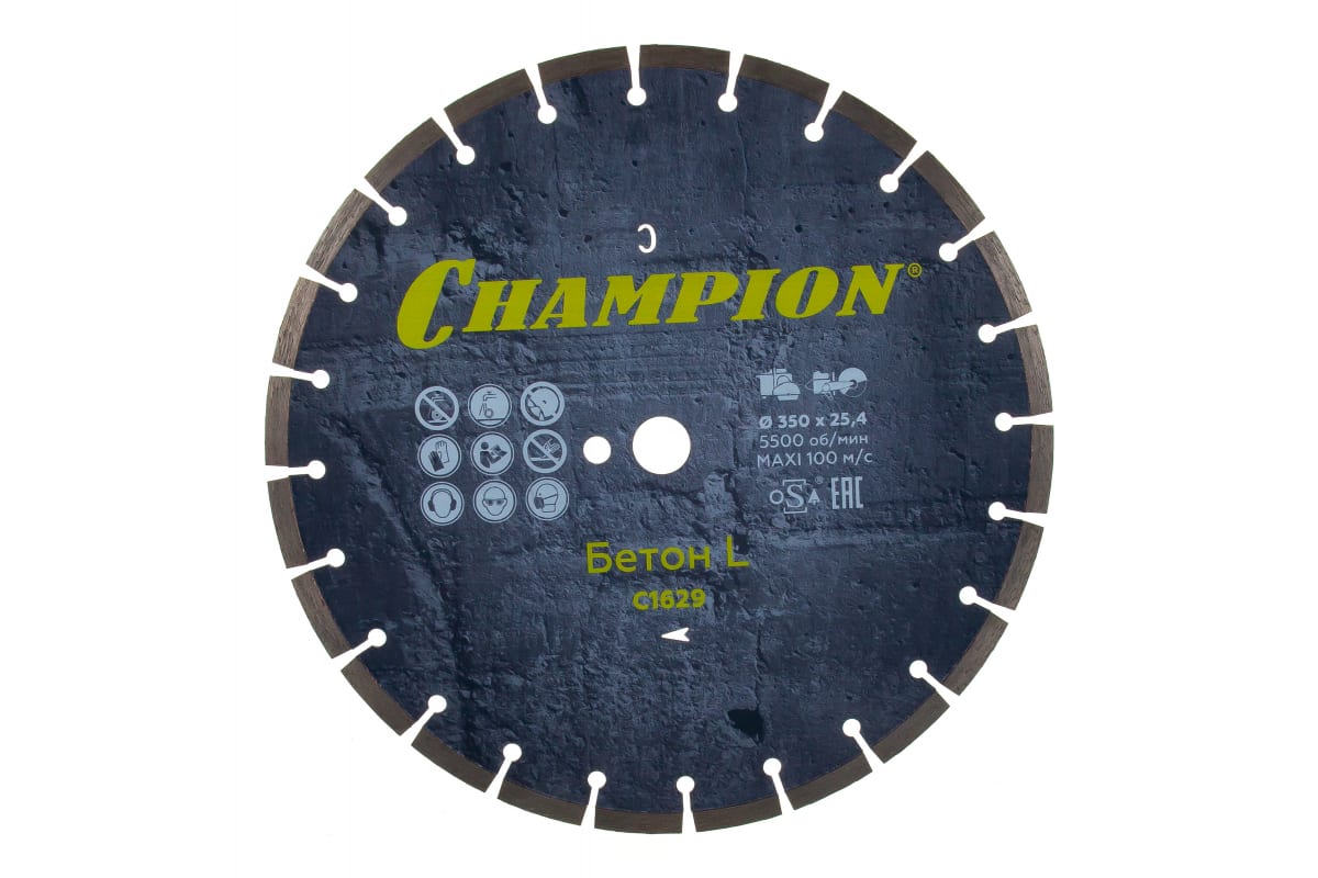 

Диск алмазный CHAMPION бетон L 350/25,4/10 Concremax (старый бетон, ж/б с наполн.сред.тв)