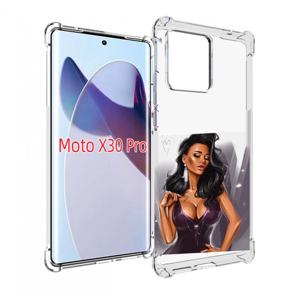 

Чехол MyPads нарисованная-девушка-в-фиолетовом-платье женский для Motorola Moto X30 Pro, Прозрачный, Tocco