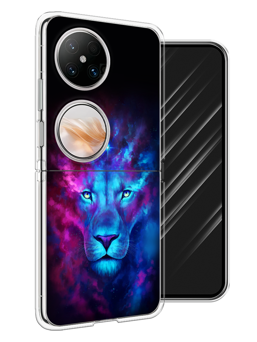 

Чехол Awog на Huawei Pocket 2 "Космический лев", Голубой, 6123850-1