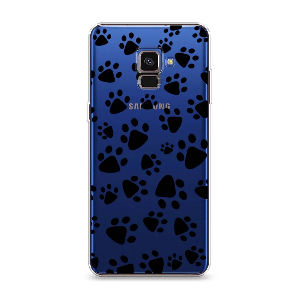 

Чехол Awog на Samsung Galaxy A8 2018 "Лапки черные", Разноцветный, 25450-2