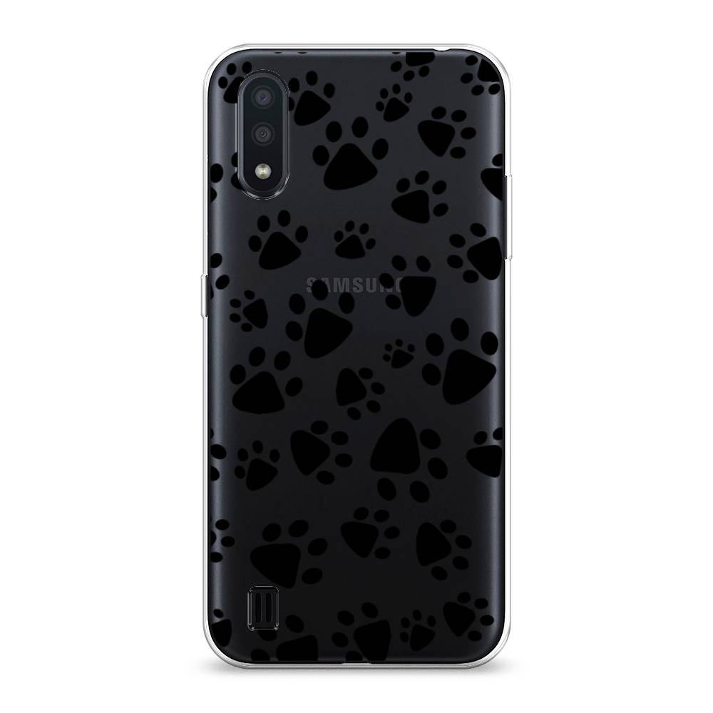 

Чехол Awog на Samsung Galaxy A01 "Лапки черные", Разноцветный, 29550-2