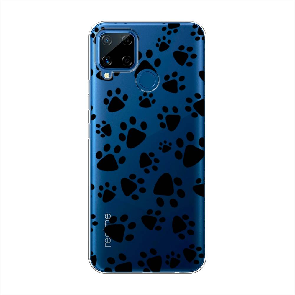 

Чехол Awog на Realme C15 "Лапки черные", Разноцветный, 255050-2