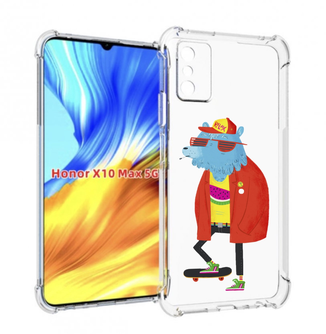 

Чехол MyPads медведь на скейте для Honor X10 Max, Прозрачный, Tocco