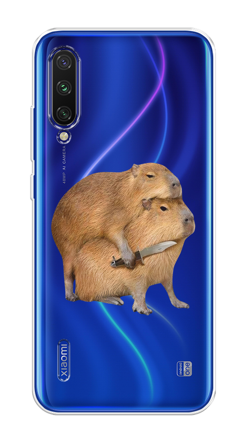 

Чехол на Xiaomi Mi CC9E/Mi A3 "Капибара с ножом", Бежевый, 36050-1