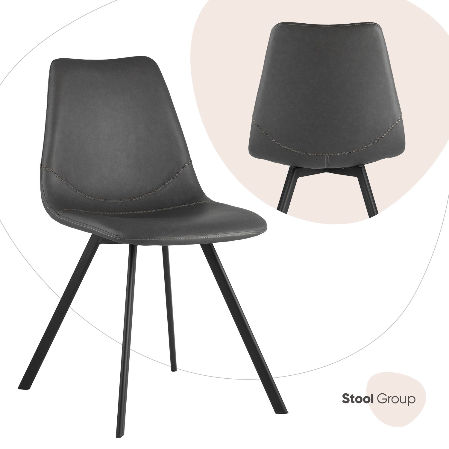 

Стул Stool Group Саксон SAXON PU GREY, серый/черный, Саксон