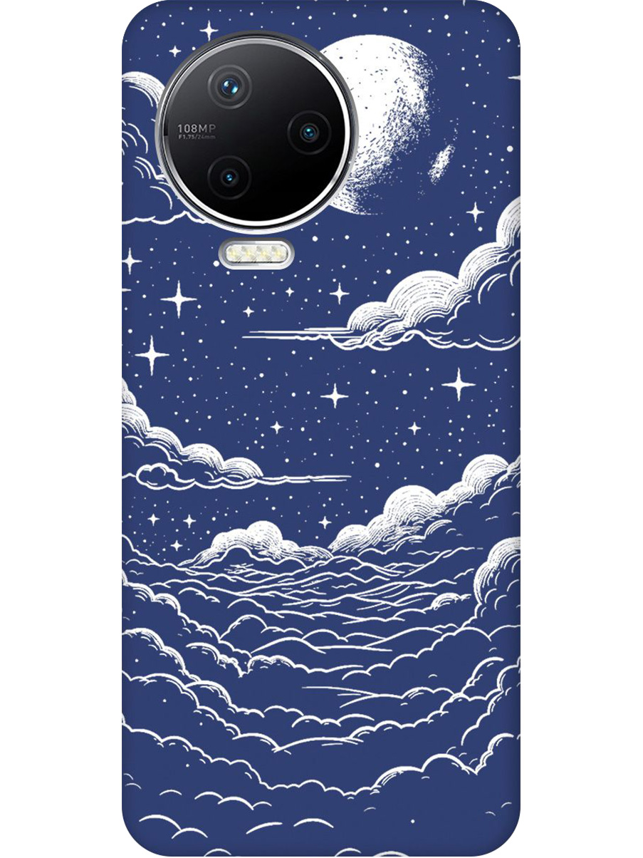 

Силиконовый чехол на Infinix Note 12 Pro с принтом "Луна и облака" матовый синий, Синий;черный;белый, 762092741