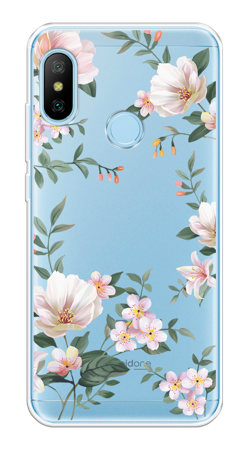 

Чехол на Xiaomi A2 Lite/Redmi 6 Pro "Beautiful white flowers", Бежевый;зеленый, 34250-1