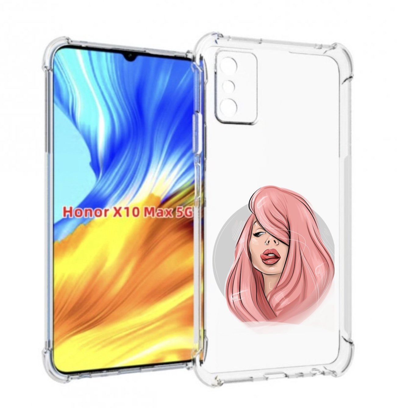 

Чехол MyPads лицо-девушки-с-розовыми-волосами женский для Honor X10 Max, Прозрачный, Tocco