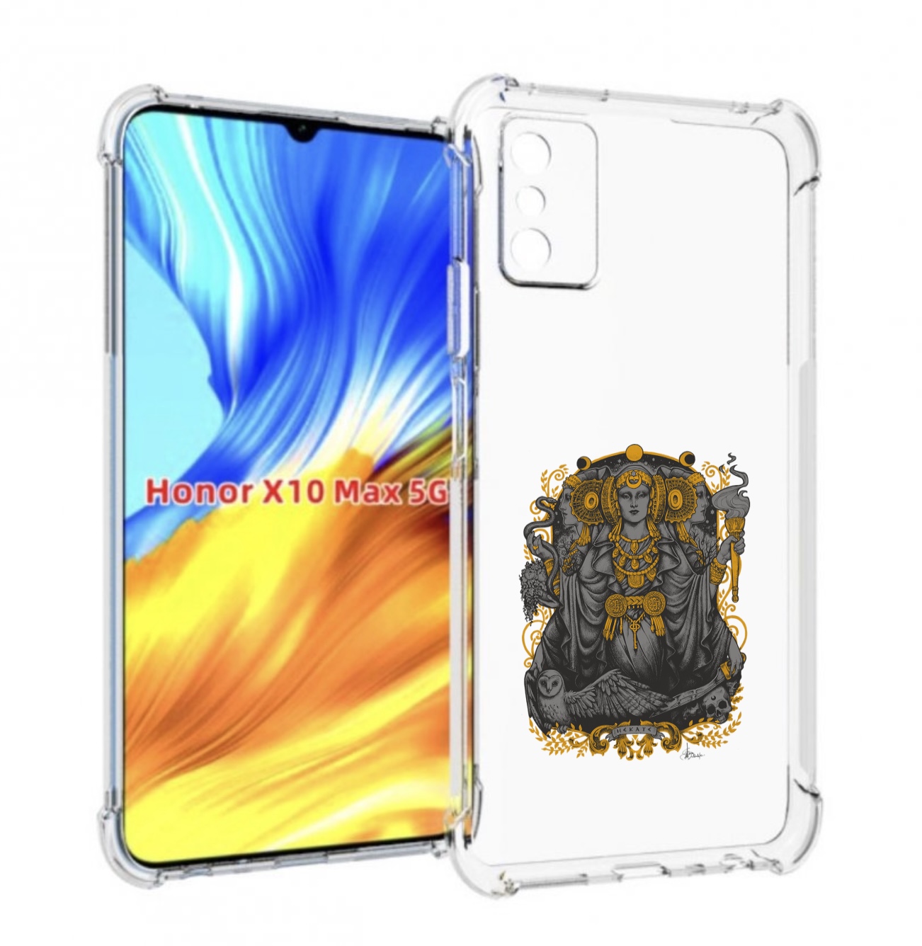 

Чехол MyPads божество с золотыми элементами для Honor X10 Max, Прозрачный, Tocco