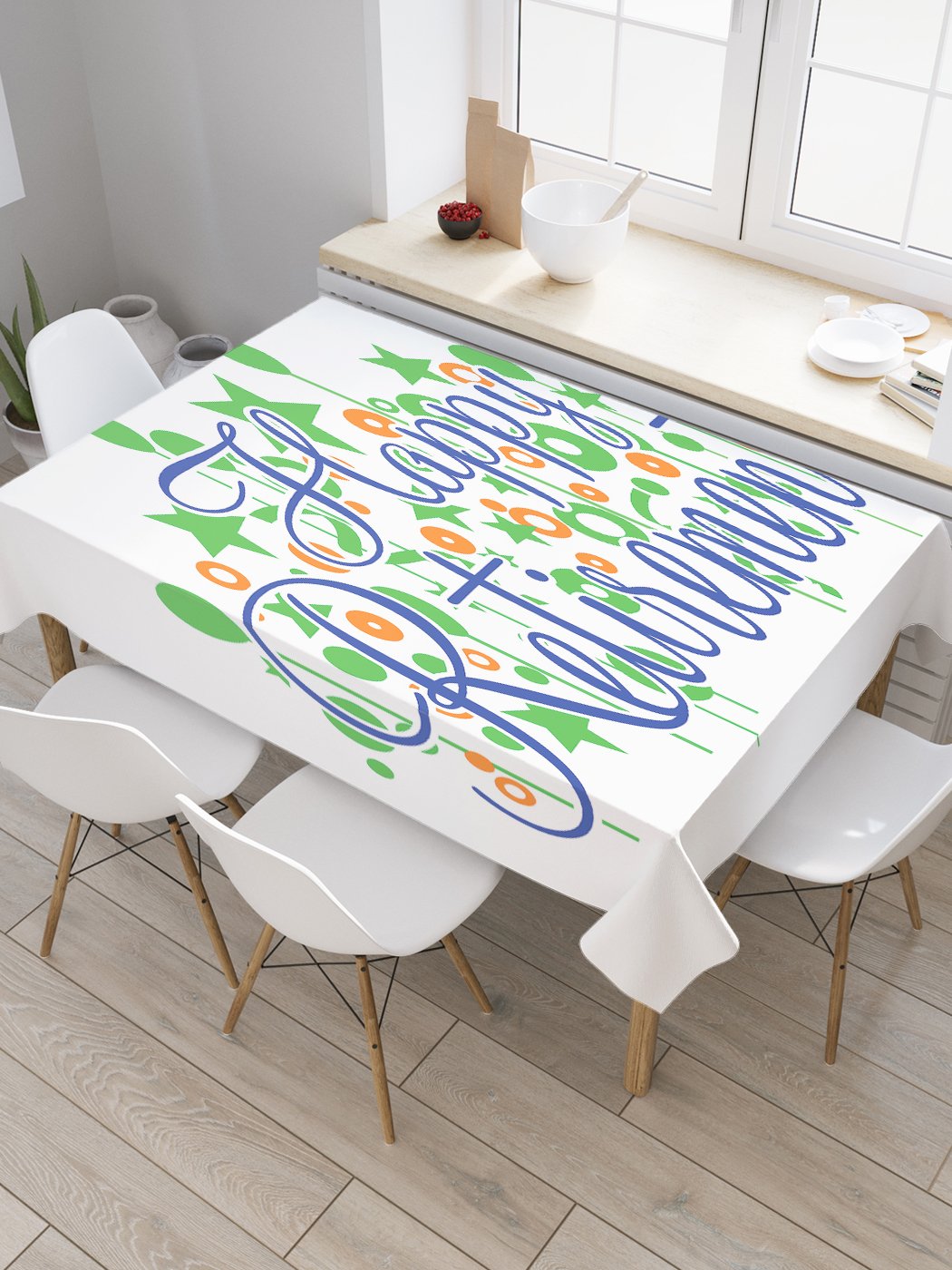 

Скатерть прямоугольная JoyArty "Выход на пенсию" из оксфорда, 120x145 см, Белый, Выход на пенсию