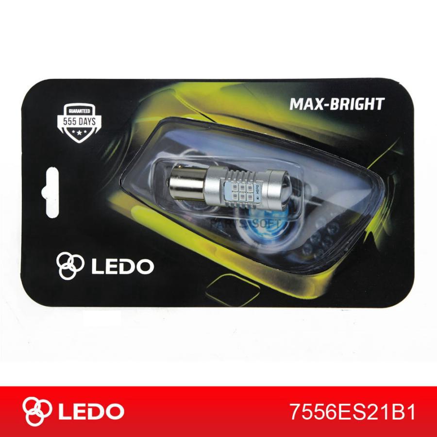 LEDO 7556RS21B1 Лампа светодиодная P21W Max-Bright 21SMD 12V кр 1шт 1020₽