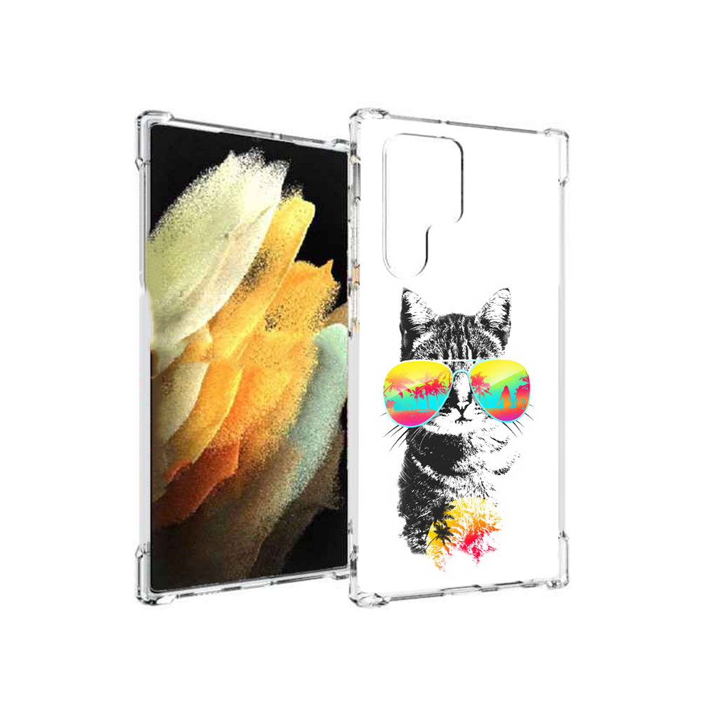 

Чехол MyPads Tocco для Samsung Galaxy S22 Ultra крутой кот (PT172602.555.425), Прозрачный, Tocco