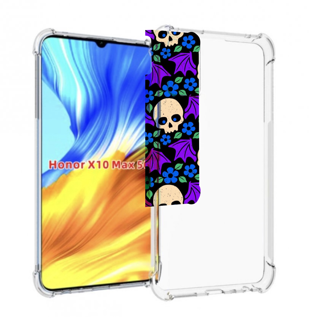 

Чехол MyPads крылатые черепа для Honor X10 Max, Прозрачный, Tocco