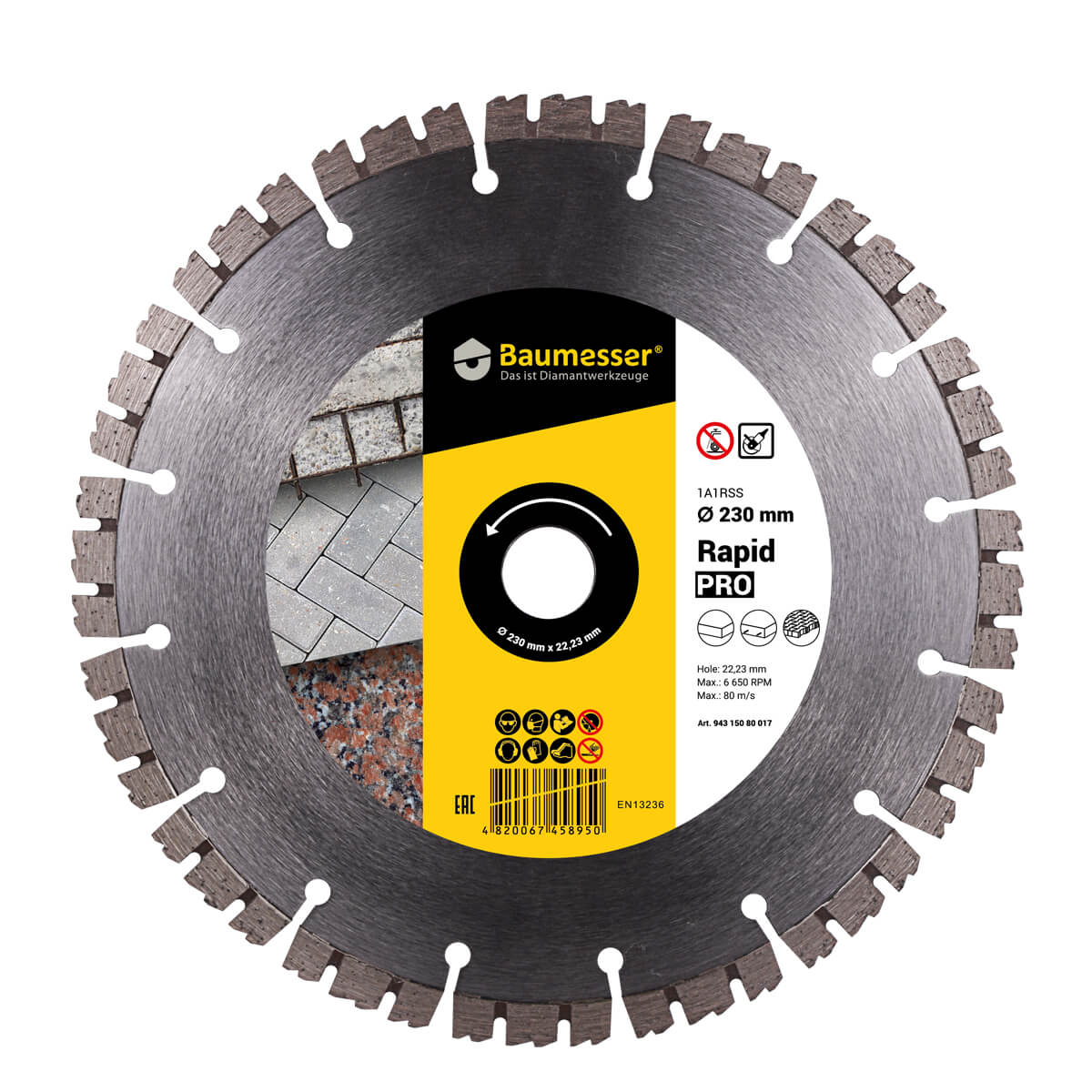 

Круг алмазный 1A1RSS/C3-H 230x2,4/1,5x10x22,23-16 HIT Baumesser Rapid Pro, Rapid Pro